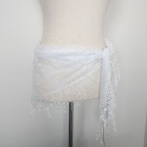 Collection Eighteen Lace Sarong Wrap One Size White Floral Boho Coquette Beachy